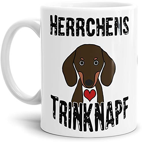 Dachs Hund-Tasse mit Spruch Herrchens Trinknapf - Hunde-Besitzer/Züchter/Weiss