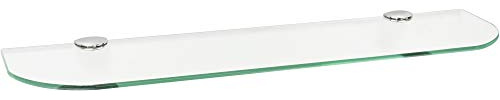 ib style® Glasregal 6mm |inkl. Befestigungsclip ROMY Verchromt| 8 Größen| 2 Dekore | Klar | 90 x 15 cm