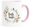 Moonworks® Kaffee-Tasse Beste Tante der Welt Geschenk Familie Blumen Kaffeetasse Teetasse Keramiktasse rim-rosa Keramik-Tasse