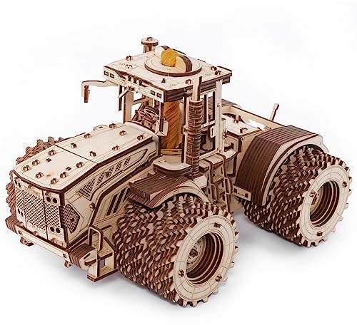 EWA Eco-Wood-Art 3D Puzzle Erwachsenen Traktor Modell mechanisches DIY Traktor Holzpuzzle mit Start-Stopp-System, Gummibandmotor & mehr 965 Teile 3D Holzpuzzle für Erwachsene & Kinder ab 14 Jahren
