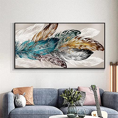 Diamond Painting groß Voll Farbige Federn 5D Diamant Painting Bilder Erwachsene, Diamant Painting Bilder Kinder,Daiments Painting Set,Anfänger Diamantmalerei, DIY Daiments Painting 50x100cm,20x40in