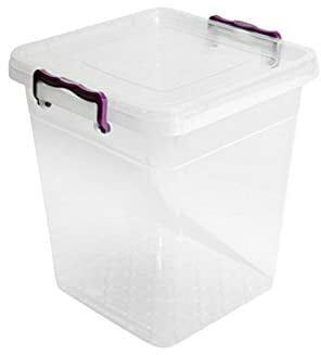 Asude Plastic Storage Box Boxes Lid Handles Food Container Home Kitchen Office Box UK, 10L Deep