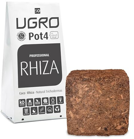 Pot4 Professional Rhiza – Sustrado de Coco comprimido con Maceta Lista para Usar, Bloque de Coco enriquecido con endomicorrizas. Bolsa de Cultivo 4L – 500gr