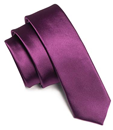 JEMYGINS Krawatte Herren Schmale 5CM Satin Lila in Seide Hochzeit Schlips