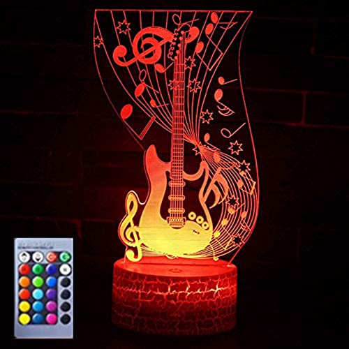 Jinson well 3D Gitarre Lampe optische Illusion led Nachtlicht nacht licht 16 Farbwechsel Tisch Schreibtisch Dekoration Lampen mit Acryl USB Spielzeug geschenk
