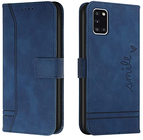 Lihondar Funda para Samsung Galaxy A31, Carcasa Samsung A31 con Tapa y Tarjetero Billetera, Capa Samsung A31, Tipo Libro Flip Case Wallet, Telefono Cubrir Móvil Phone Cover Piel Protector (Azul)