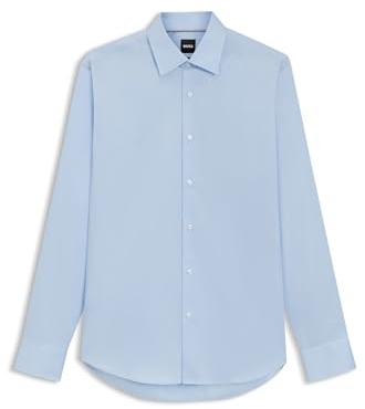 BOSS Herren H-JOE-C1-214 Regular-Fit Hemd aus bügelleichter Baumwoll-Popeline Hellblau 43