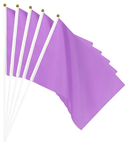 sourcing map Bandera morada de mano pequeña de 11.8 x 7.8 pulgadas, rectangular para festivales, eventos, decoración de fiestas, paquete de 12