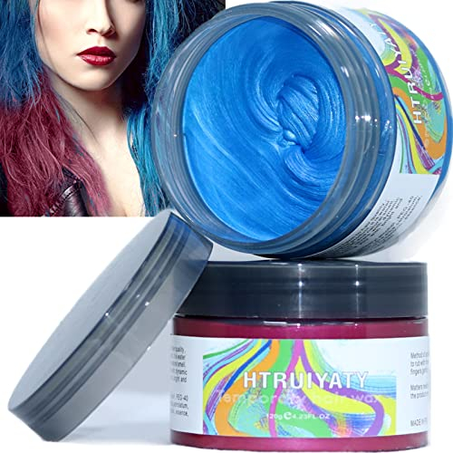 Blau und Rot Haarfarbe Wachs Temporäre Farbe auswaschbar Haarfarbe Ton Für Halloween Cosplay Haar Modellierwachs Natürliche Haarfärbemittel Wachs
