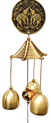 Windspiel, Vintage Metall Windspiel Glocken, Chinesische Feng Shui Glücksglocke Hängende Ornament für Glück Haus Garten Terrasse Hof Hängende Dekoration Geschenk(Elefant2)