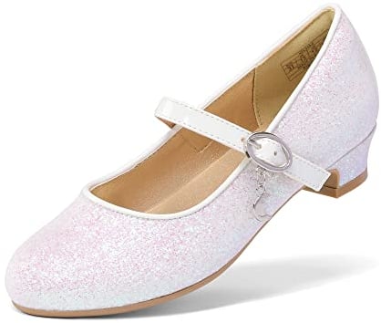 DREAM PAIRS Ballerinas Mädchen Mary Jane Flache Schuhe Ballerinas Prinzessin Schuhe Kommunionschuhe Schulschuhe Weiß Pink 32 (EUR) KFL219-E