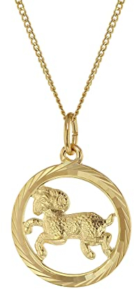 trendor Halskette mit Widder Sternzeichen 333 Gold Ø 16 mm klassischer Tierkreiszeichen Anhänger für Damen oder Herren, zeitloser Halsschmuck 41980-04-45 45 cm