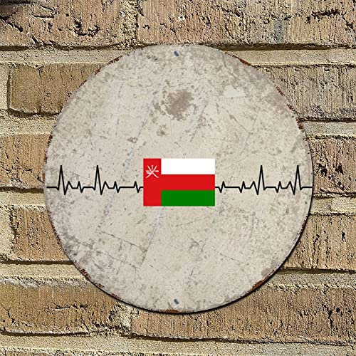 Yelolyio Oman Vintage Metallschild Poster Oman Flagge Herzschlag Metall Blechschild National Country Souvenir Geschenk Wandschild für Wohnzimmer Küche Veranda 30,5 x 30,5 cm Einweihungsgeschenk