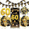 60 Geburtstag Deko,60. Geburtstag Männer Frauen Dekorationen Banner,Konfetti 60. Geburtstag Deko,60. Geburtstag Deko Lange Banner Hintergrund und Schwarz Gold,Geburtstagsdeko 60 Luftballons