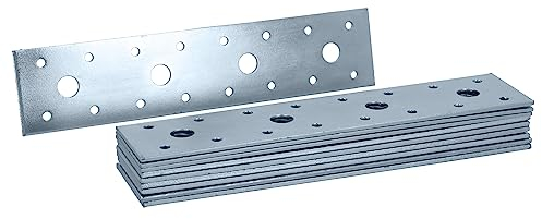 HELPMATE – 12 Stück Flachverbinder 40x180 mm – Holzverbinder galvanisch verzinkt & blau passiviert – Verbindungsplatte mit hervorragendem Korrosionsschutz, stabil & langlebig – einfache Montage