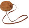 HERCHR Handgewebte Runde Rattantasche, Gewebte Schultertasche aus Rattan Mit Lederband, Handgewebte Umhängetasche, Strand-Boho-Geldbörse Für Frauen(B)