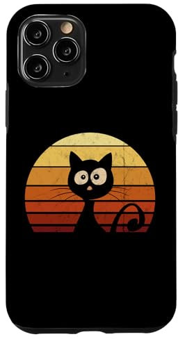 Funky Retro Sunset Katze Vintage Katzen Silhouette Hülle für iPhone 11 Pro