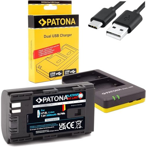 PATONA Platinum LP-EL 2600mAh Akku (1399) - LG Cells insinde - für Speedlite EL-1 EL-5 - Laden mit Mini Dual LED 1456 (Eingang USB-C und MicroUSB)