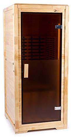 GLOBAL RELAX® | DHARANI S2 Plus Sauna infrarouges d'intérieur pour 1 ou 2 Personnes | Sapin | Température réglable | Éclairage LED | Puissance 2200W | Son 3D | Élimine toxines | Relaxation Musculaire