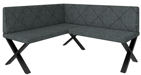 FURNISTAR Eckbank Akiko Metal X - Eckbankgruppe für Ihrem Esszimmer, Küche modern, Sitzecke, Essecke. Perfekt für Küche, Büro und Rezeption. Solide und Starke Verarbeitung. (142x168-Links-Inari96)