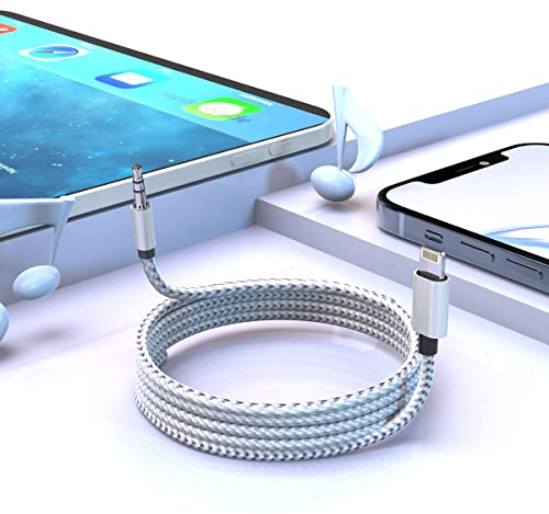Lighnting Aux Kabel Auto Audio Kabe, [1M, MFi Zertifiziert] Lightning zu 3.5mm Klinke Audio Kopfhörer Nylon Kabel Kompatibel mit iPhone 14 13 13 Pro 13 Pro Max 12 12 Pro 11 11 Pro Max X XS XR 8 -Grau