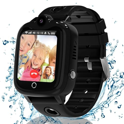 Ruopoem Montre GPS Enfant Tracker avec Appel Vidéo, Montre Connectée Enfant 4G SOS Caméra Mode Classe Étanche IP68 Jeux Réveil, Montre Telephone avec SIM Cadeau pour Filles et Garçons