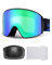 JetBlaze Skibrille Herren Damen OTG Skibrille mit Wechselglas für Brillenträger Schneebrille Anti Nebel Snowboardbrille Ski Goggles für Skifahren Kompatibler Helm Zylindrisch Verspiegelt Grün Linse