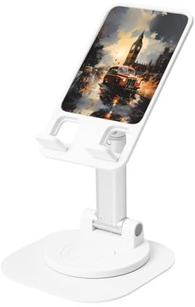 London Color Taxi Handy-Ständer, 360° verstellbar, faltbar, Desktop-Handyhalterung, kompatibel mit den meisten Handys, Weiß