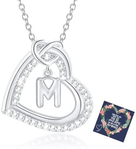 Esmoly Kette Damen Silber Kette mit Buchstaben Geschenke für Frauen Mädchen | Necklace Women Zirkonia Herz Anhänger A-Z Halskette Damen Freundin 18+2 Inches