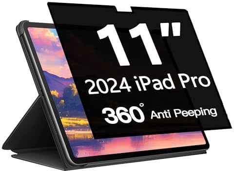 Protector de pantalla de privacidad de 360° para iPad Pro 2024 de 11 pulgadas, filtro de película de privacidad para iPad Pro de 11 pulgadas, 5ª generación A2837/A3006/A2836, protección de privacidad