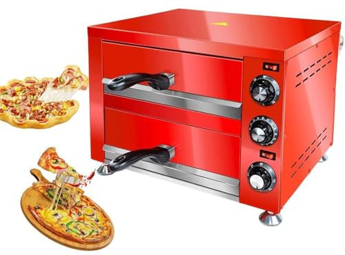 HLGKBY 12 Commercial Electric Pizza Oven, Indoor 2-Layer Electric Pizza Maker,Countertop Pizza Cooker with Adjustable Temperature & 60 Minutes Timer, Table Top Pizza Maker for Restaurant Home