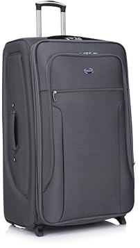 Aerostar Extra Large 32” Lightweight Softshell Expandable Suitcase, Check in Luggage 2 Corner Wheels with Integrated Combination Lock for 30kg (Charcoal Grey, 162 litres)