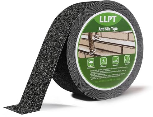 LLPT Grip Tape | Schwerlast Antirutsch Klebeband | für Treppen Wasserdicht Außen Innen | Rutschfeste Traktionsstreifen | für Treppenstufen Boote Rampen Treppenbelag (ASB211) | Schwarz | 51mm x 11m
