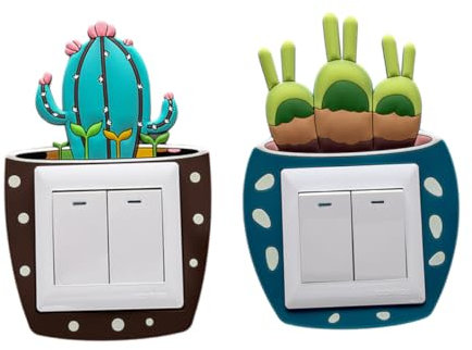 jojofuny 5 Stück Leuchtende Knopfaufkleber Aus Gummi Cartoon Kaktus Motiv Wasserfeste Glühabdeckung Für Kinderzimmerwände Entfernbar Und Druckbeständig
