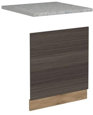 Vicco Geschirrspülblende R-Line, Geschirrspüler Fronttür, Edelgrau, 60 cm, AP Marmor