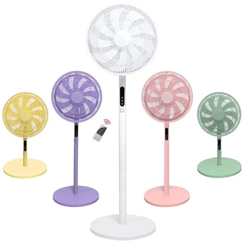 Knight 2in1 16 Pedestal Stand Fan & Desk Fan with Remote Control, Timer & 3 speed Setting | 9 Blades Turbo Wind | Round Base | Oscillation | Easy Assemble - No Tools Required, Off White