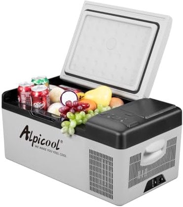 Alpicool EC15 15L Kompressor Kühlbox 12v Mini Kühlschrank Elektrische Camping-Gefrierbox Klein Tragbare für Auto, Lkw, Boot, RV mit USB Anschluss,-20℃-20℃,Wiederaufladbar(Batterie nicht enthalten)
