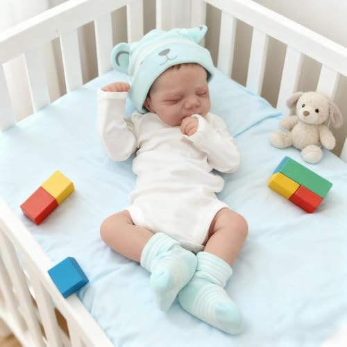 RXDOLL Reborn Baby Puppen 18 Zoll Realistische Weiche Silikon Ganzkörper Vinyl Lifelike Mädchen Wasserdicht Schlafen Neugeborene Spielzeug für Kinder Alter 3+