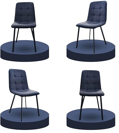 IE INTERIOR EMPORIUM Luxury Velvet Dining Chairs – Set of 2/4 Ava Design with Sturdy Metal Legs – Elegant Dining Chairs for Kitchen & Dining Room (4, Black)