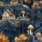 Peel and Stick Wallpaper Matte Thick Plant Waterproof Sticky Back Wall Paper Gold Trees House Mushrooms 45x300CM Self Adhesive Removable Contact Paper for Home Cabinets Furniture Decor