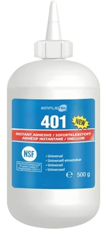 SIMPLETEK - Adesivo Istantaneo Liquido Universale 500g | Cianoacrilato per Legno Carta Cuoio Ferro Plastica Gomma | Presa Rapida (1 pezzo)