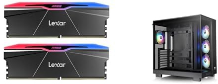 Lexar ARES Gen2 RGB DDR5 RAM 32GB Kit (2x16GB) 6000MHz CL28, 288-Pin UDIMM Desktop Memory + Thermaltake View 380 XL TG ARGB Black