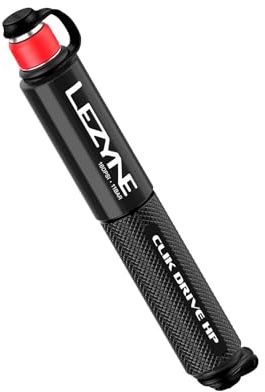 LEZYNE CLIK Drive Handpumpe – Kompakte, leichte CNC-gefräste Aluminium-Fahrradreifenpumpe für Straßen-, MTB- und Gravel-Bikes, Flexschlauch, Rahmenhalterung im Lieferumfang enthalten