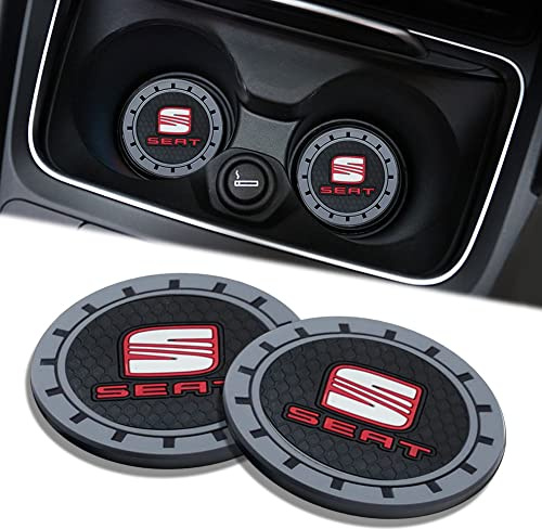 Silikon Auto Getränkehalter Untersetzer für Seat Ibiza Leon Cupra FR Arona Ateca Tarraco, Wasserdicht Anti-Rutsch Becherhalter für Auto Innenraum, 2 Stück