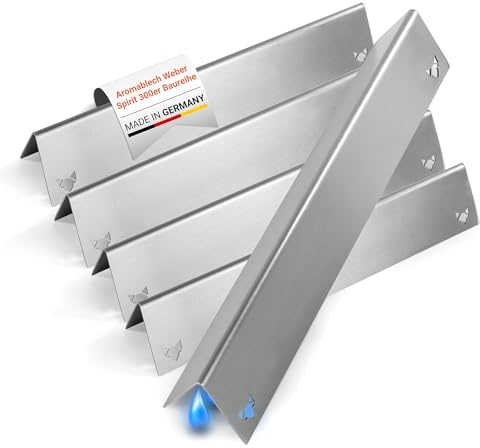 FENNEK Aromaschiene für Weber Spirit 300er 5er Set | Spirit 310/320/330 | Aromableche, Brennerabdeckungen, Flavorizer Bars | 1,5 mm Edelstahl Ersatzteile | Made in Germany