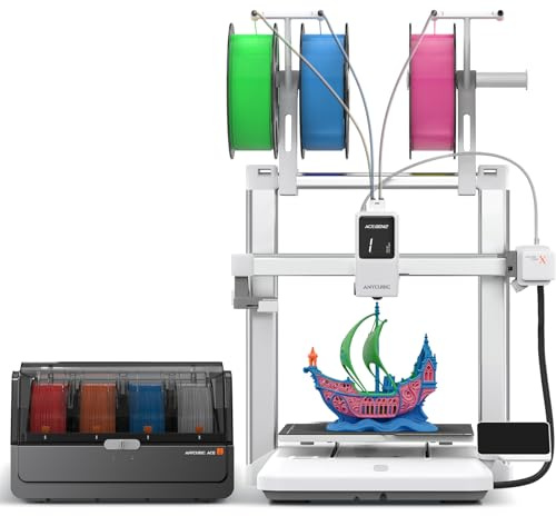 Anycubic Kobra X Combo 3D Drucker, Weicher und Harter Multifilamentdruck | 7 Farben-Druck, Intelligentes Drucken per Fernzugriff, Bis zu 19 Farbdruck für Einsteiger, Druckgröße 260 x 260 x 260 mm