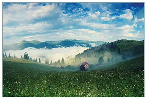 Wallario Küchenrückwand selbstklebend 90 x 60 cm, Motiv: Morgennebel zwischen Berghängen | Spritzschutz abwischbar & pflegeleicht