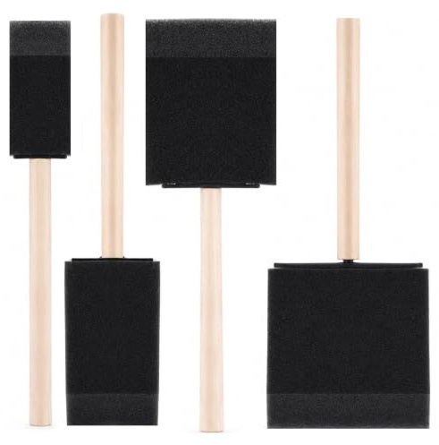 4 Pcs Foam Paint Brushes 4 Sizes Foam Sponge Brush for Painting Wood Handle Sponge Paint Brush Sponges Brushes with Wood Handles for Varnishes Staining DIY Crafting