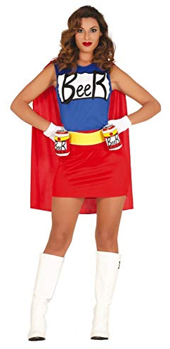 shoperama Damen-Kostüm Simpsons Bierfrau Kleid mit Dosenhalter-Gürtel Duff Beer Man Woman Biermann Bier-Mann Bier-Frau, Größe:S