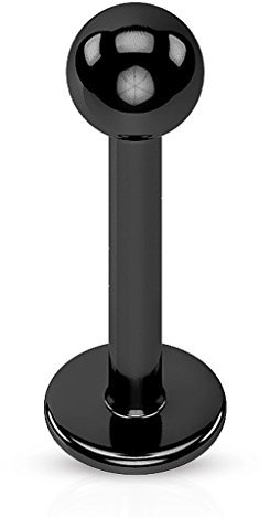 Autiga Labret Piercing Lippenpiercing Monroe Madonna Medusa Stecker Stud Kugel schwarz 1,2 mm 6 mm